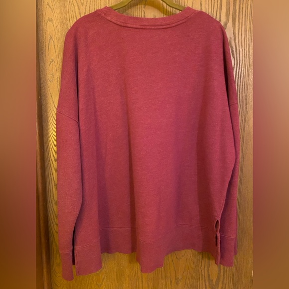 Time and Tru Women's Tunic Crew Neck, French Terry Sweatshirt, Burgundy, XXL - Picture 2 of 8